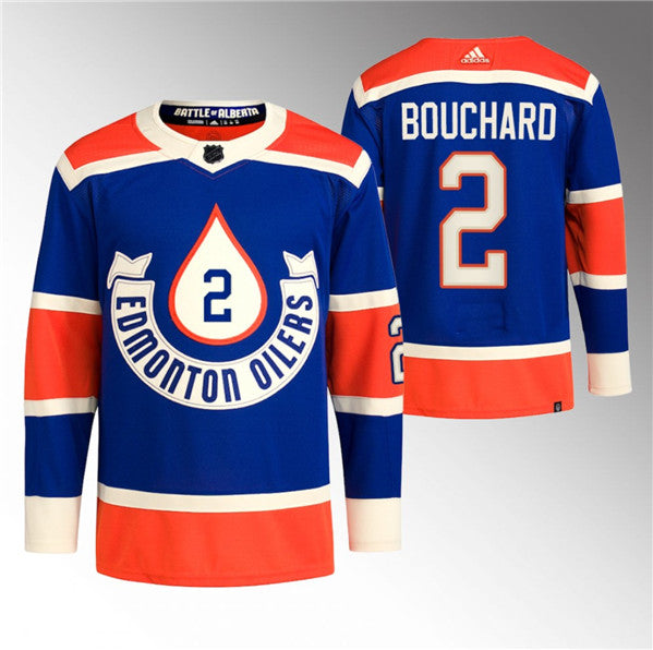 Evan Bouchard Edmonton Oilers royal Heritage jersey