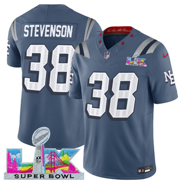 Rhamondre Stevenson Storm New England Patriots blue Vapor jersey