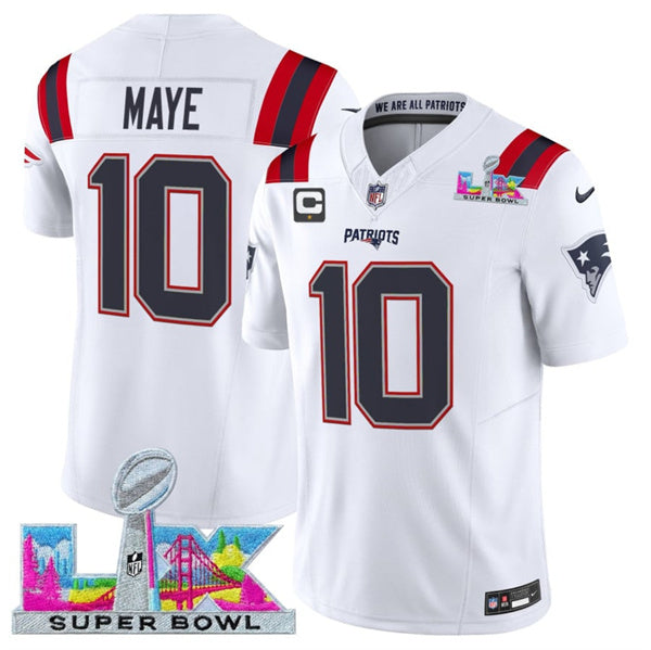 Drake Maye New England Patriots white Vapor jersey
