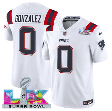Christian Gonzalez New England Patriots white Vapor jersey