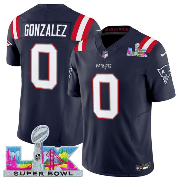 Christian Gonzalez New England Patriots navy Vapor jersey