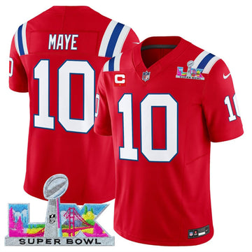 Drake Maye New England Patriots red Vapor jersey