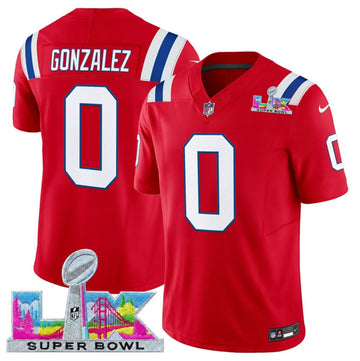 Christian Gonzalez New England Patriots red Vapor jersey