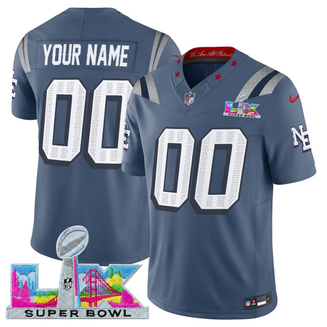 Custom New England Patriots blue Vapor jersey
