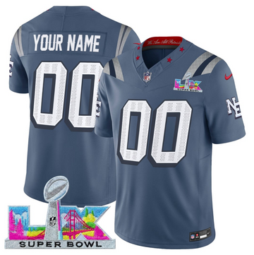 Custom New England Patriots blue Vapor jersey