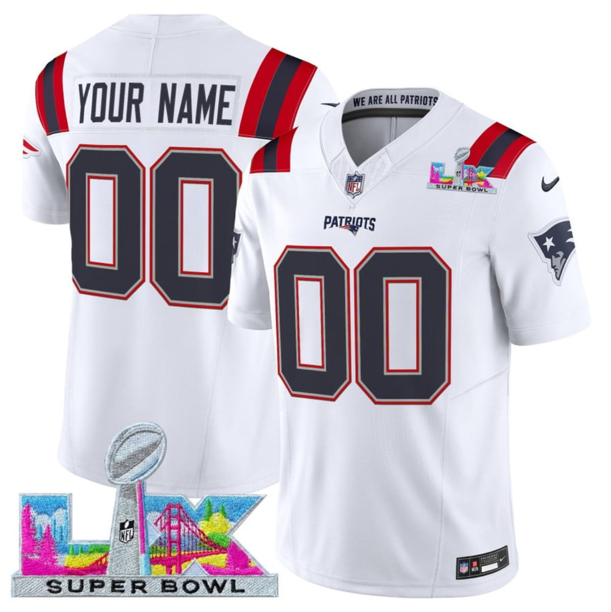 Custom New England Patriots white Vapor jersey