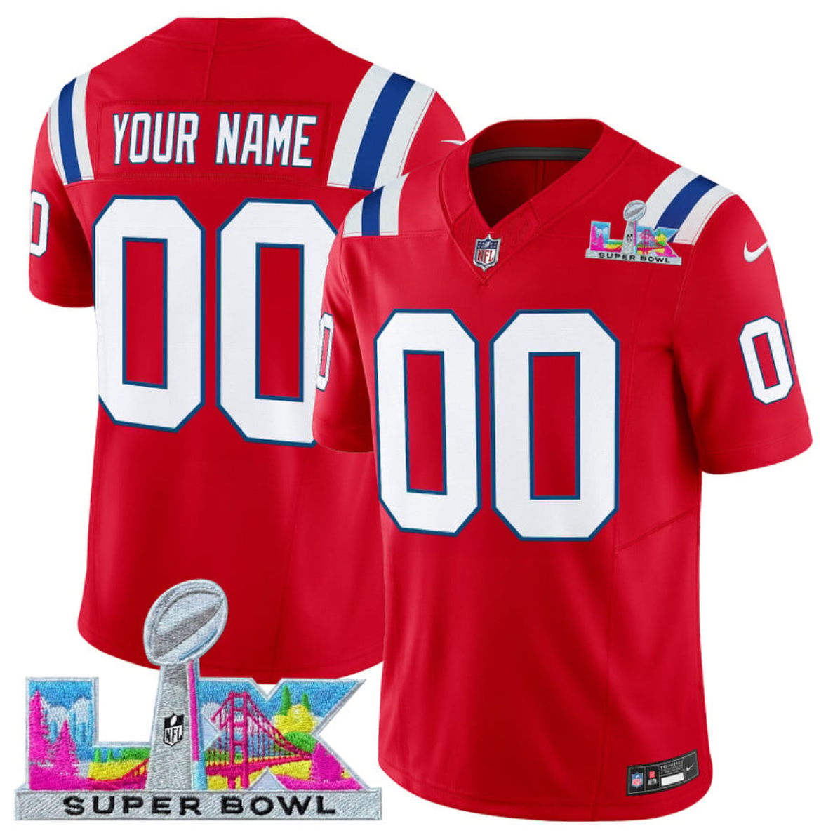 Custom New England Patriots red Vapor jersey