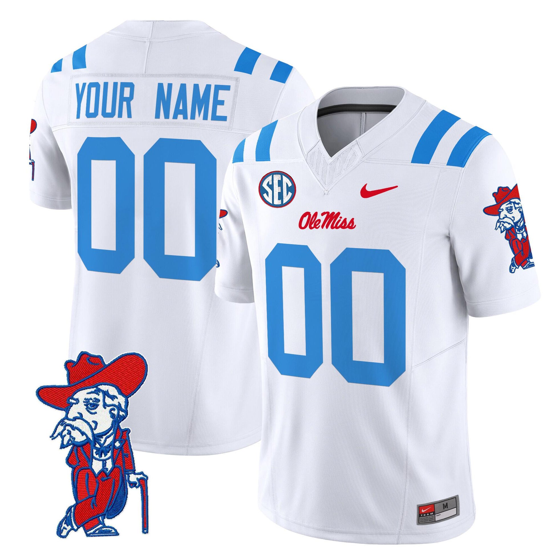 Custom Ole Miss Rebels white jersey