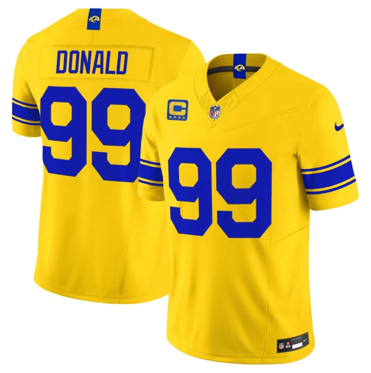 Aaron Donald Los Angeles Rams yellow Vapor jersey