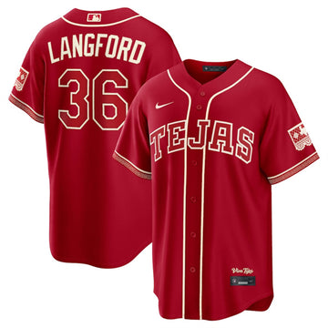 Wyatt Langford Texas Rangers red City Connect jersey