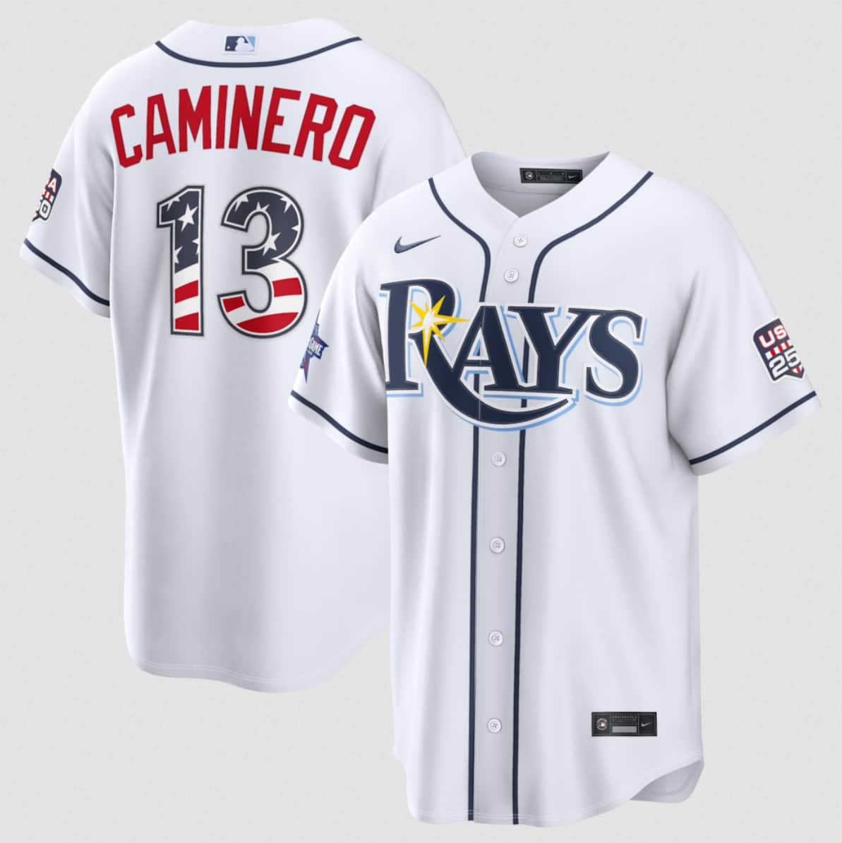 Junior Caminero Tampa Bay Rays white All-Star jersey