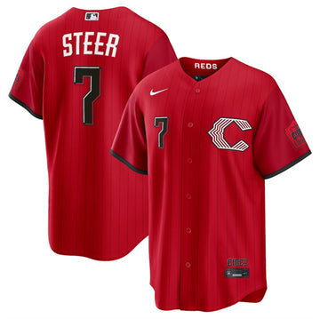 Spencer Steer Cincinnati Reds red City Connect jersey