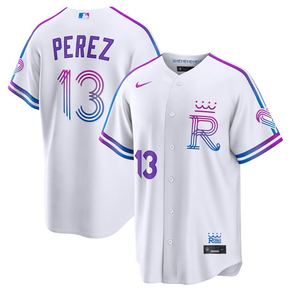 Salvador Perez Kansas City Royals white City Connect jersey