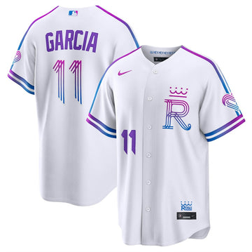 Maikel García Kansas City Royals white City Connect jersey