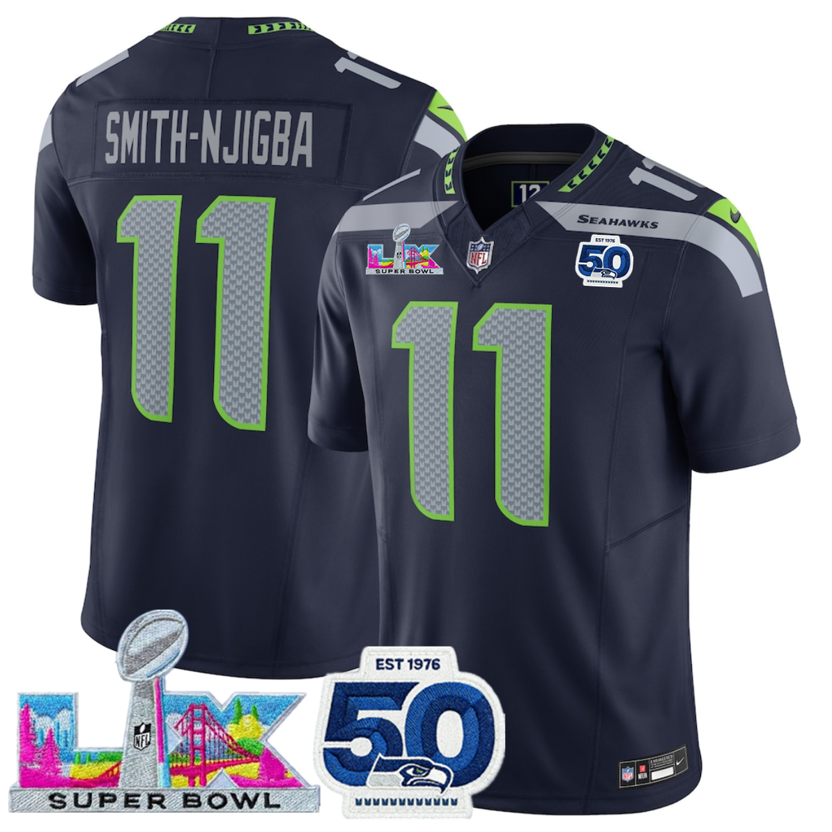 Jaxon Smith-Njigba Seattle Seahawks navy Vapor jersey