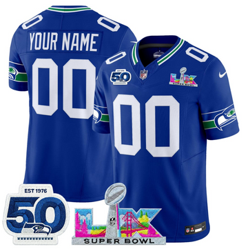 Custom Seattle Seahawks royal Vapor jersey