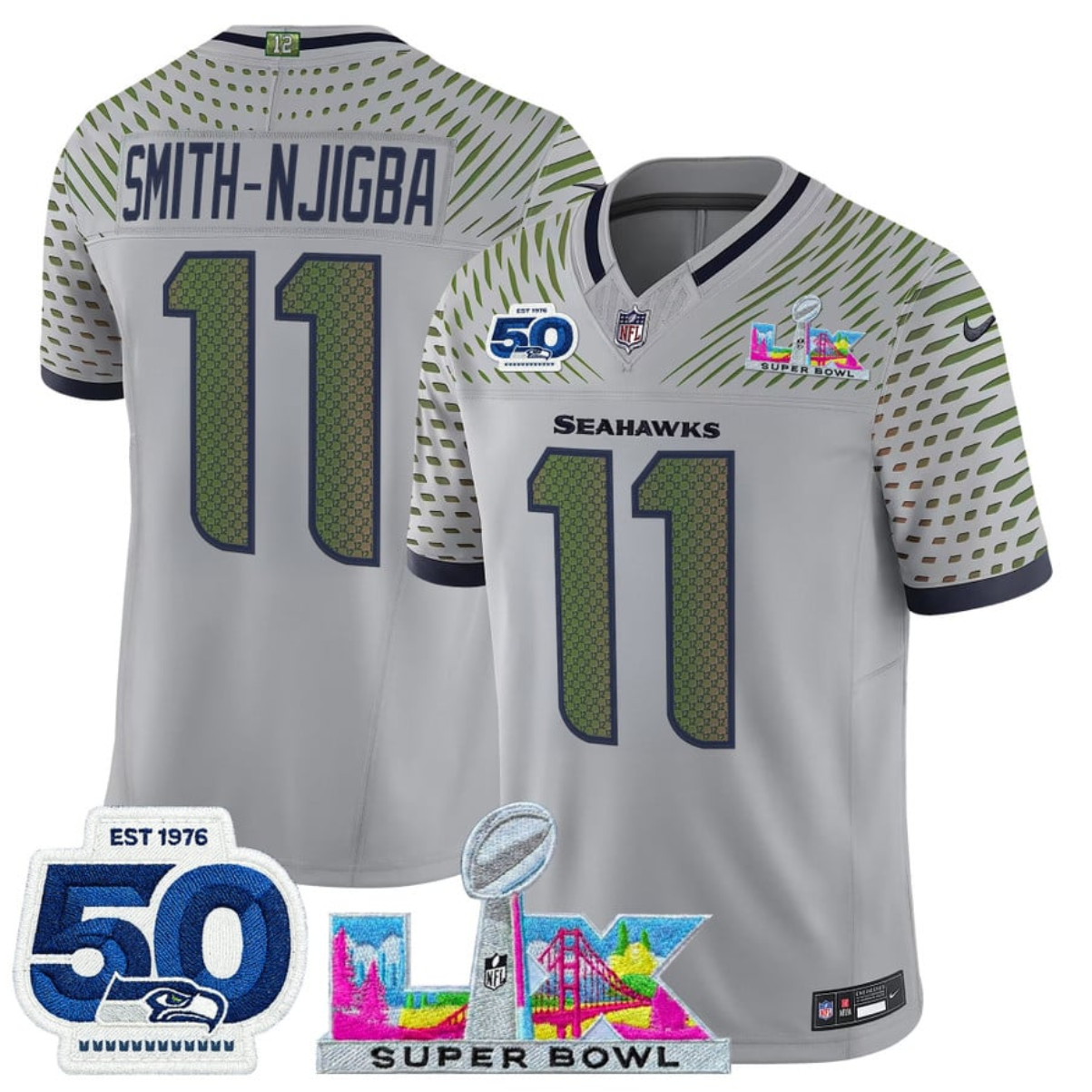 Jaxon Smith-Njigba Seattle Seahawks gray Vapor jersey