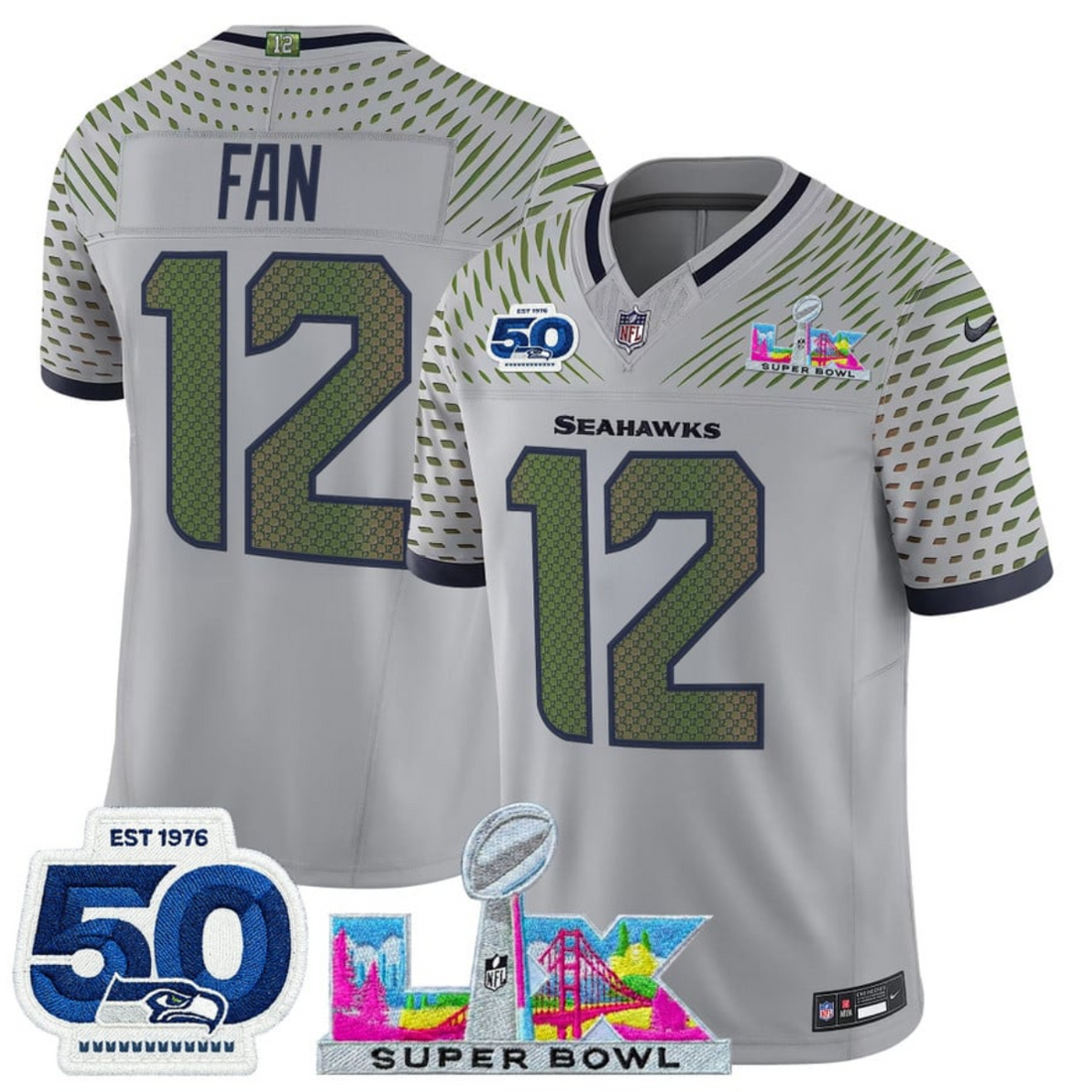 Fan Seattle Seahawks gray Vapor jersey