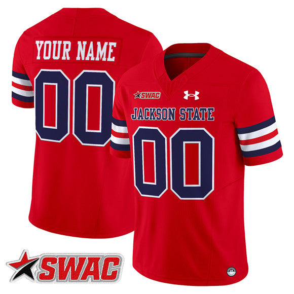 Custom Jackson State Tigers red Vapor jersey