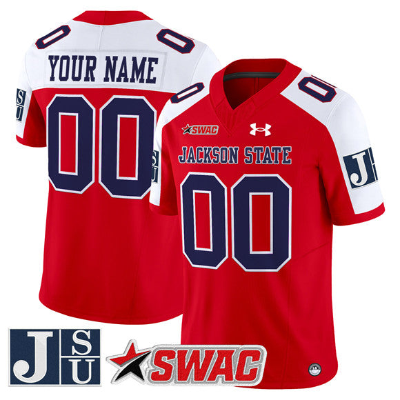 Custom Jackson State Tigers red Vapor jersey