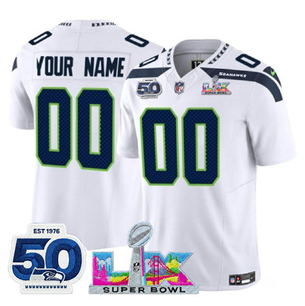 Custom Seattle Seahawks white Vapor jersey