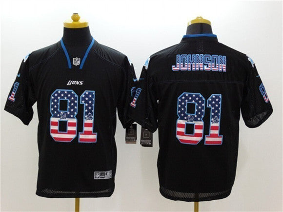Calvin Johnson Detroit Lions black Color Rush jersey