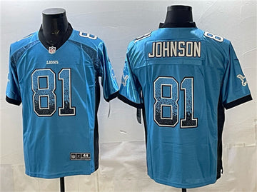 Calvin Johnson Detroit Lions blue Color Rush jersey