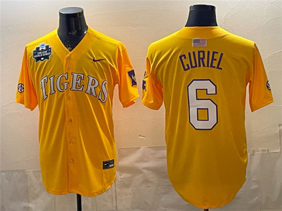 Derek Curiel LSU Tigers gold jersey