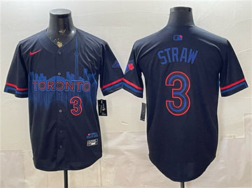Myles Straw Toronto Blue Jays navy City Connect jersey