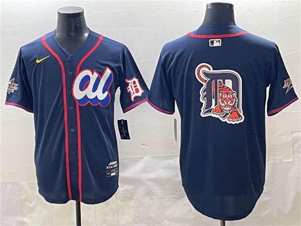 Detroit Tigers Team Big Logo American League All-Star navy All-Star jersey