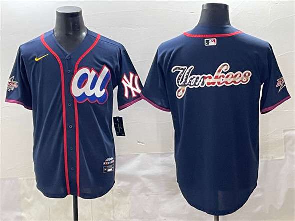 New York Yankees Team Big Logo American League All-Star navy All-Star jersey