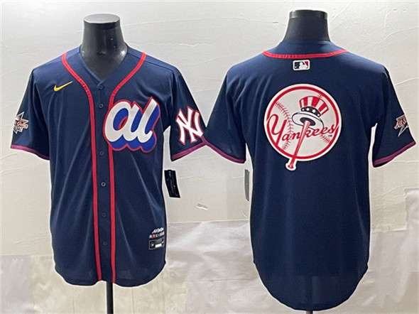 New York Yankees Team Big Logo American League All-Star navy All-Star jersey