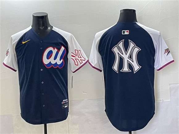 New York Yankees Team Big Logo American League All-Star navy All-Star jersey