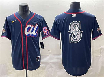 Seattle Mariners Team Big Logo American League All-Star navy All-Star jersey