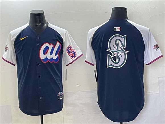 Seattle Mariners Team Big Logo American League All-Star navy All-Star jersey