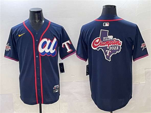 Texas Rangers Team Big Logo American League All-Star navy All-Star jersey