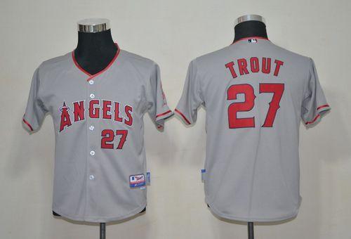 Mike Trout Los Angeles Angels grey jersey