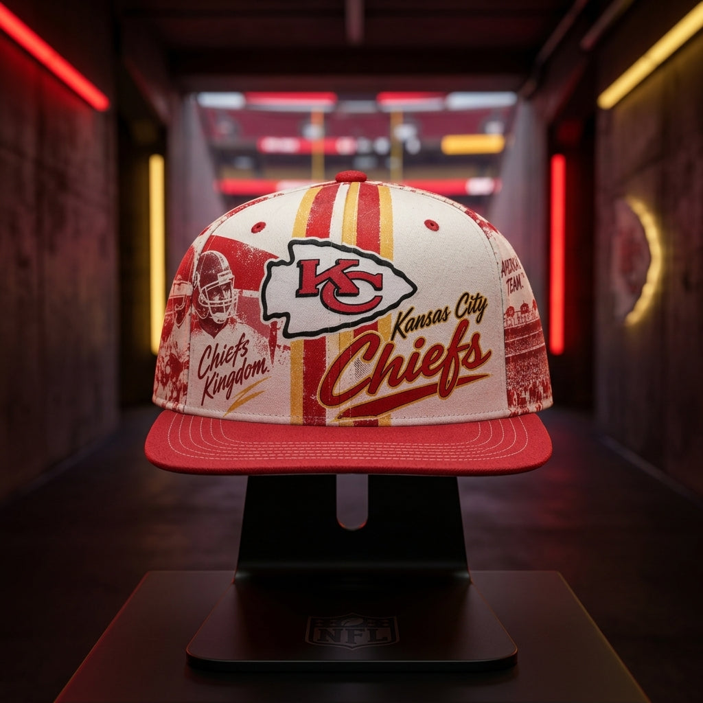 Kansas City Chiefs Retro 90s Throwback Snapback Cap - Stadium Tunnel Neon View