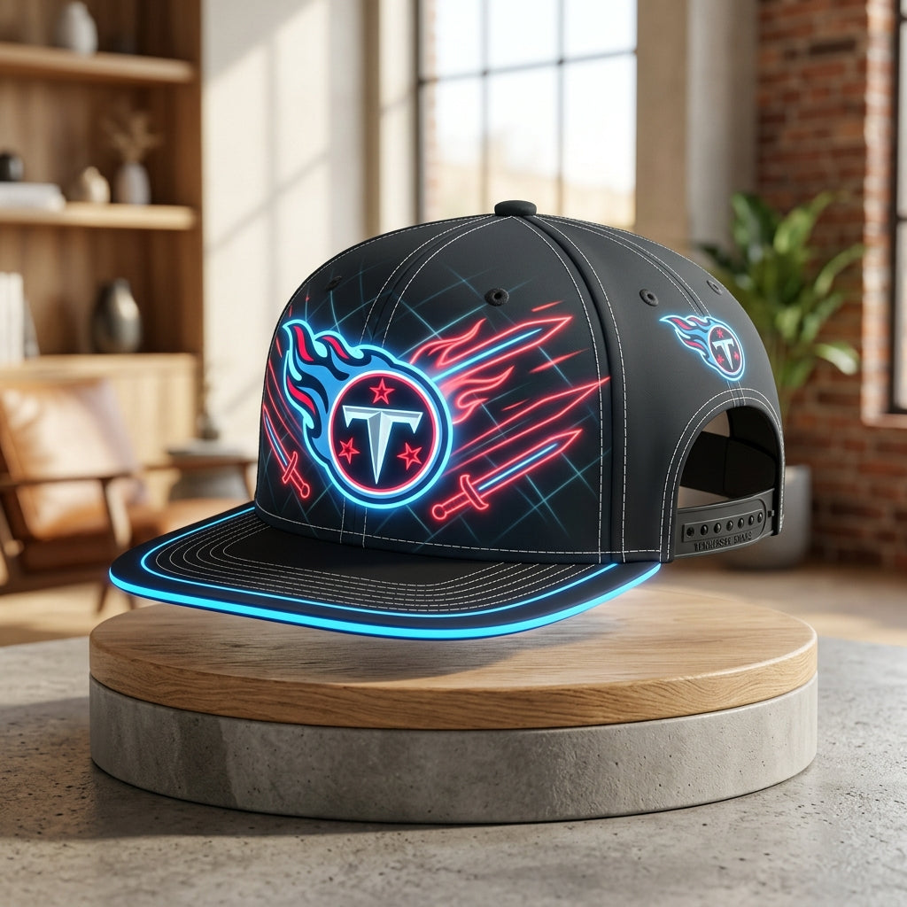 Tennessee Titans Stealth Shadow Neon Snapback Cap - Studio View