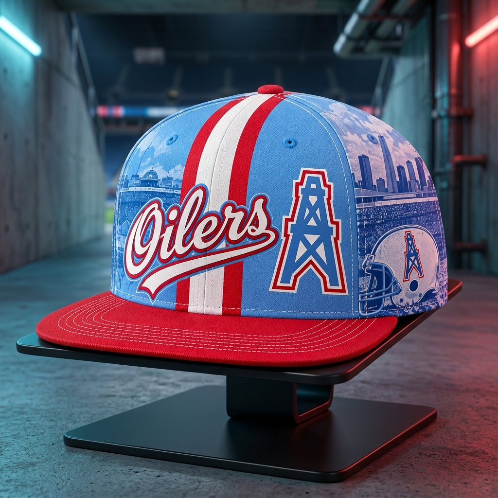 Tennessee Titans Retro Oilers Throwback Snapback Cap - Studio View