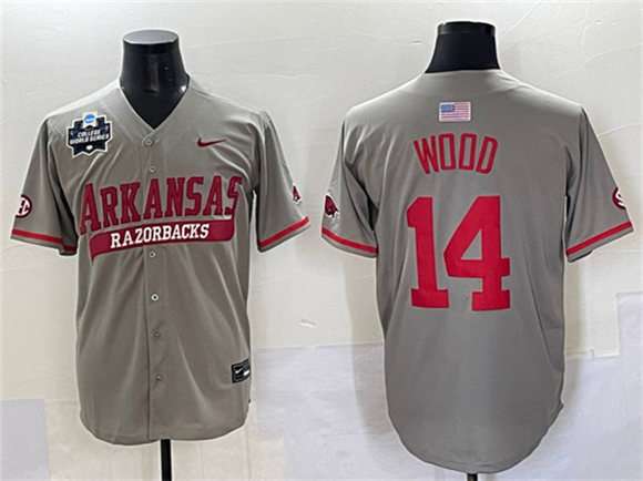 Gage Wood Arkansas Razorbacks gray jersey