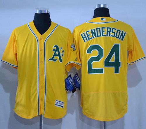 Rickey Henderson Oakland Athletics gold Authentic jersey