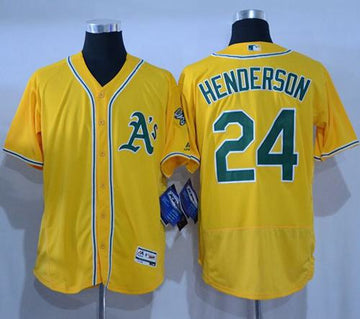 Rickey Henderson Oakland Athletics gold Authentic jersey