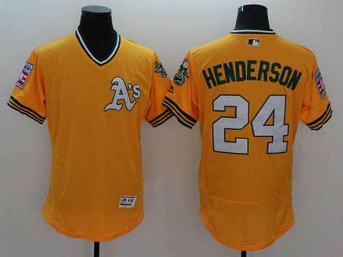 Rickey Henderson Oakland Athletics yellow Authentic jersey