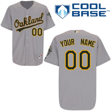 Custom Oakland Athletics grey Authentic jersey