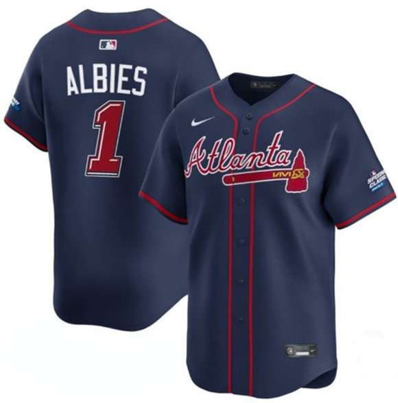 Ozzie Albies Atlanta Braves navy Alternate jersey