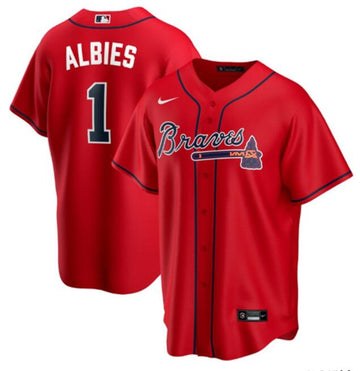 Ozzie Albies Atlanta Braves red jersey