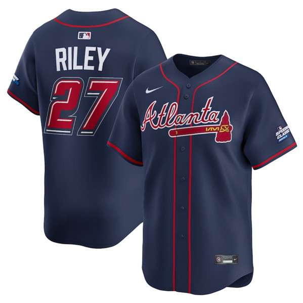 Austin Riley Atlanta Braves navy Alternate jersey