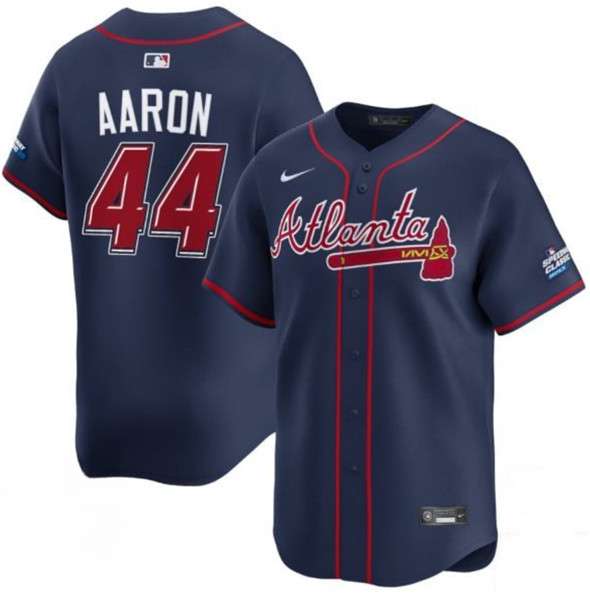 Hank Aaron Atlanta Braves navy Alternate jersey