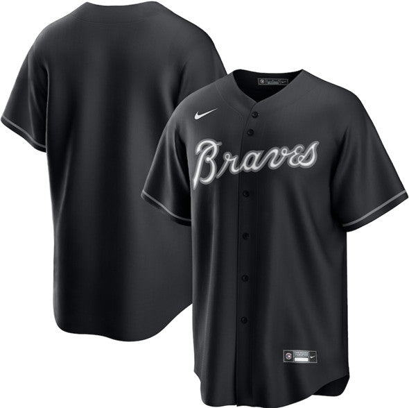 Custom Atlanta Braves black Lights Out jersey